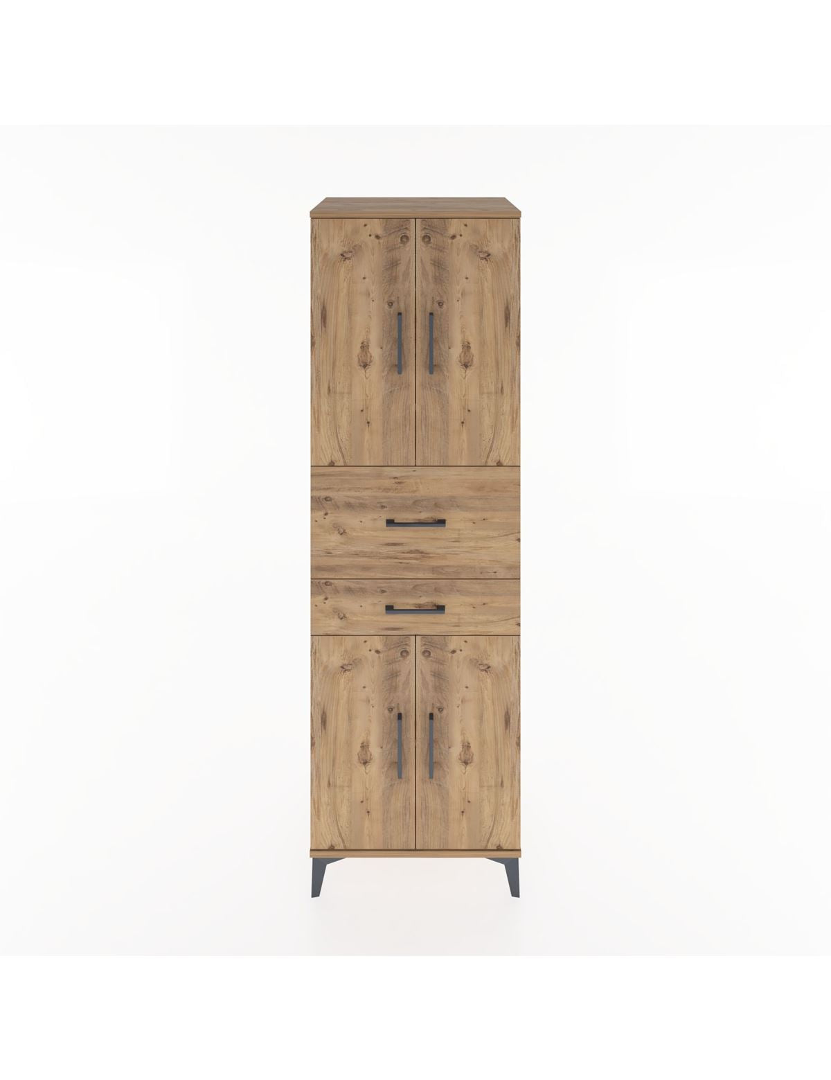 Hyperion Dolap 4 Raflı 2 Çekmeceli 4 Kapaklı 60x44x195 Çam-Çam