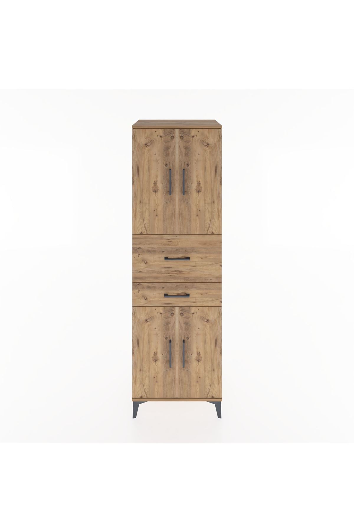 Hyperion Dolap 4 Raflı 2 Çekmeceli 4 Kapaklı 60x44x195 Çam-Çam