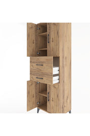 Hyperion Dolap 4 Raflı 2 Çekmeceli 4 Kapaklı 60x44x195 Çam-Çam