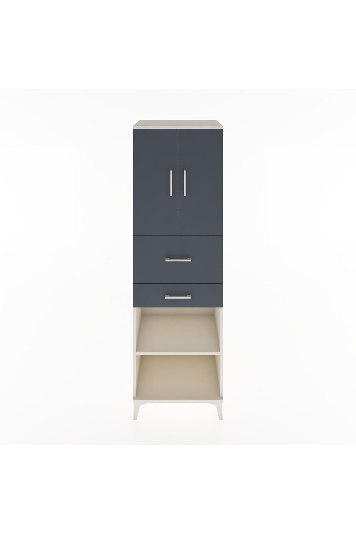 Hyperion Dolap 4 Raflı 2 Çekmeceli 2 Kapaklı 60x44x195 Aytaşı-Antrasit