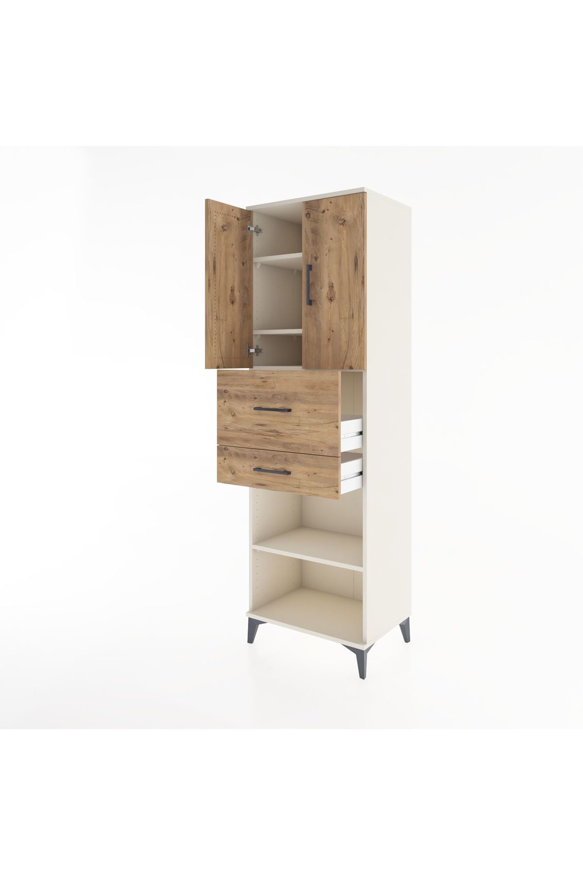 Hyperion Dolap 4 Raflı 2 Çekmeceli 2 Kapaklı 60x44x195 Aytaşı-Çam