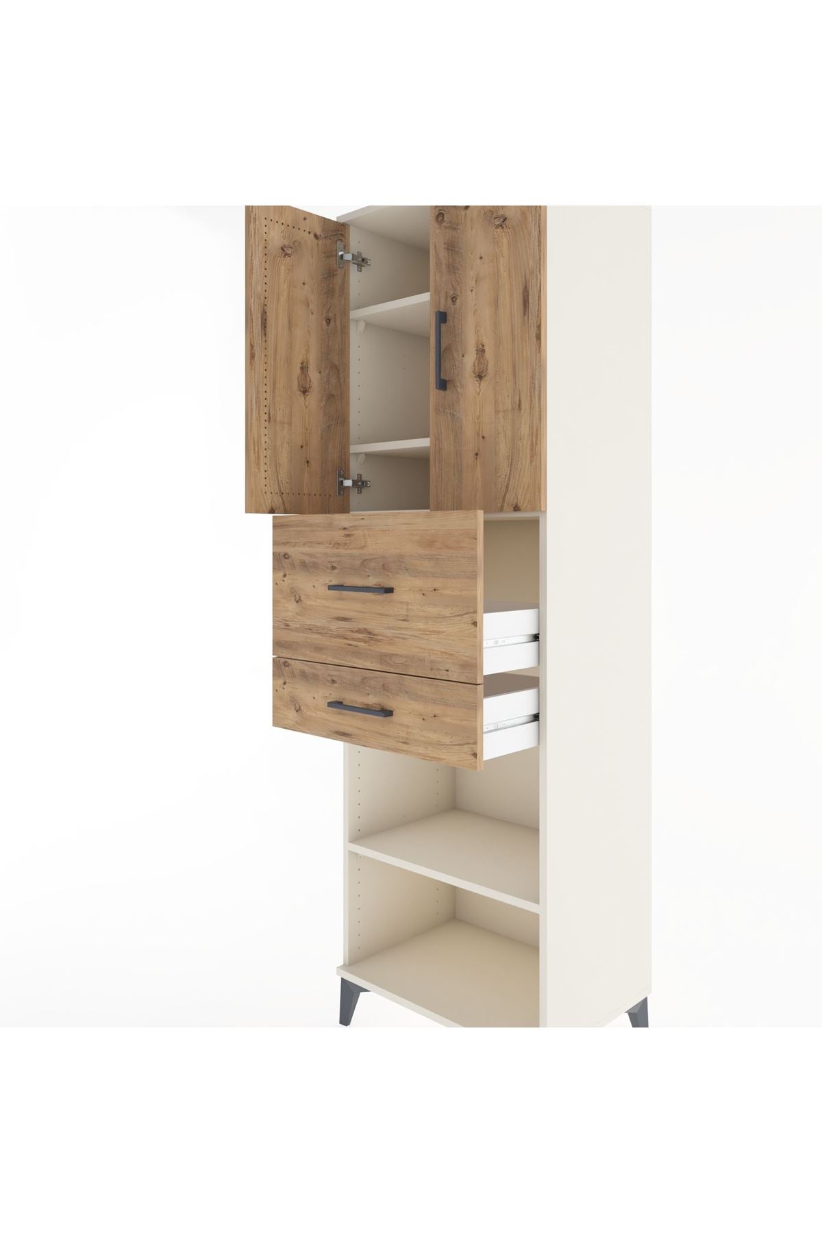 Hyperion Dolap 4 Raflı 2 Çekmeceli 2 Kapaklı 60x44x195 Aytaşı-Çam