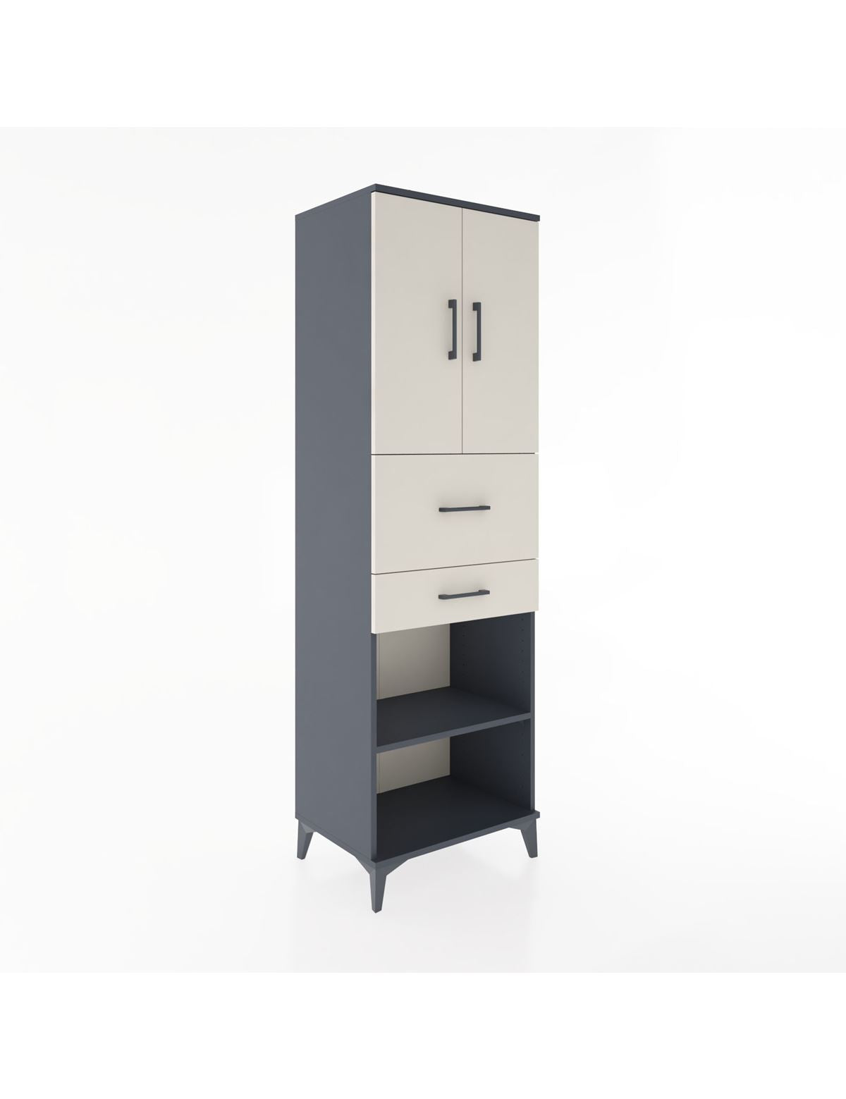 Hyperion Dolap 4 Raflı 2 Çekmeceli 2 Kapaklı 60x44x195 Antrasit-Aytaşı