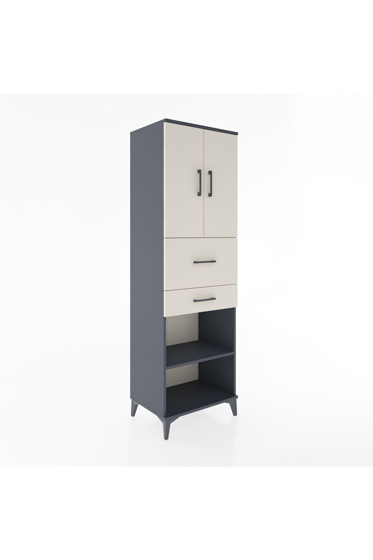Hyperion Dolap 4 Raflı 2 Çekmeceli 2 Kapaklı 60x44x195 Antrasit-Aytaşı