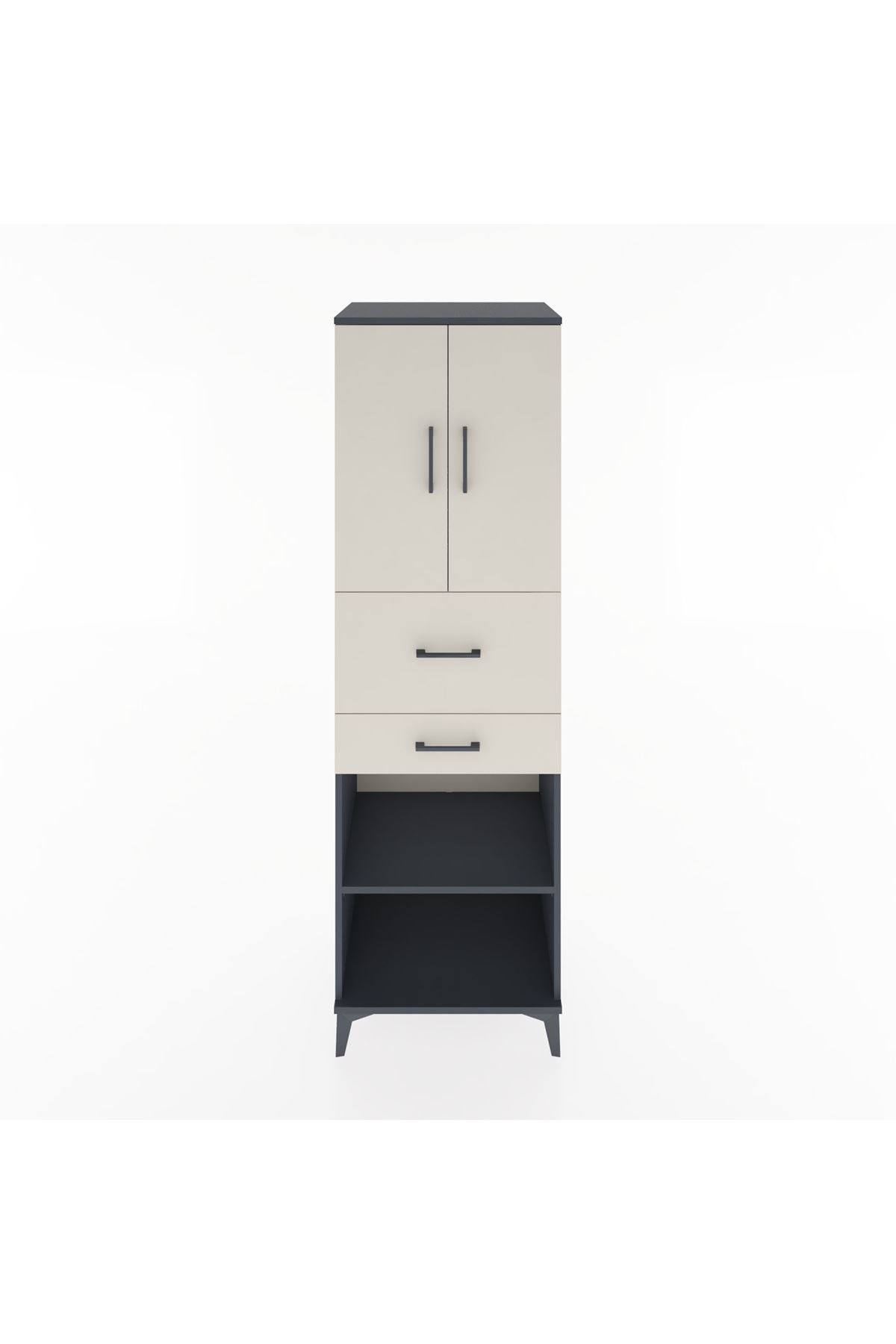 Hyperion Dolap 4 Raflı 2 Çekmeceli 2 Kapaklı 60x44x195 Antrasit-Aytaşı