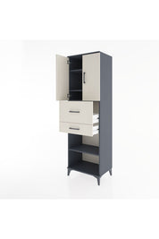 Hyperion Dolap 4 Raflı 2 Çekmeceli 2 Kapaklı 60x44x195 Antrasit-Aytaşı