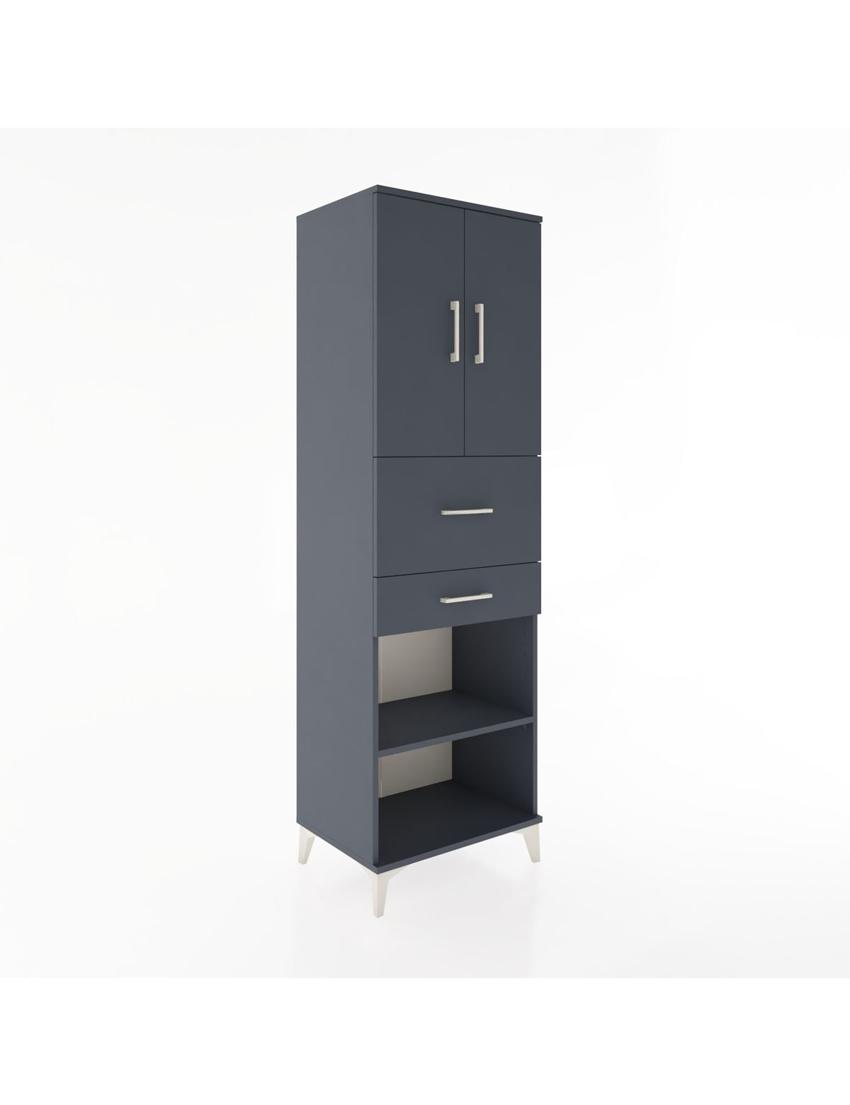 Hyperion Dolap 4 Raflı 2 Çekmeceli 2 Kapaklı 60x44x195 Antrasit-Antrasit