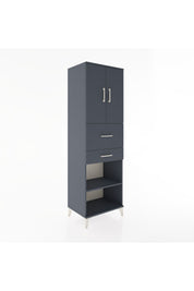 Hyperion Dolap 4 Raflı 2 Çekmeceli 2 Kapaklı 60x44x195 Antrasit-Antrasit