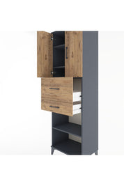 Hyperion Dolap 4 Raflı 2 Çekmeceli 2 Kapaklı 60x44x195 Antrasit-Çam