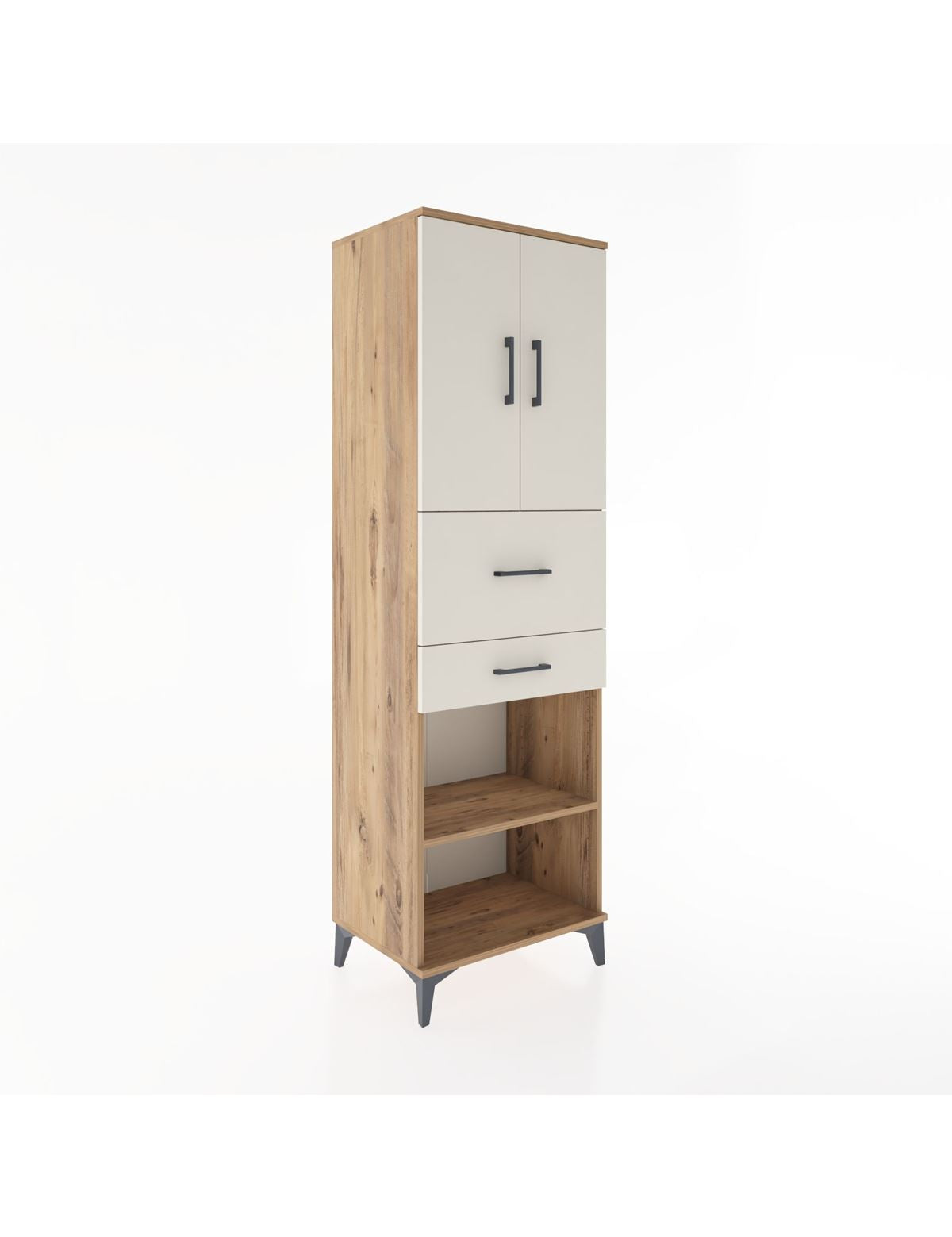 Hyperion Dolap 4 Raflı 2 Çekmeceli 2 Kapaklı 60x44x195 Çam-Aytaşı