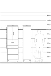 Hyperion Dolap 4 Raflı 2 Çekmeceli 2 Kapaklı 60x44x195 Çam-Antrasit