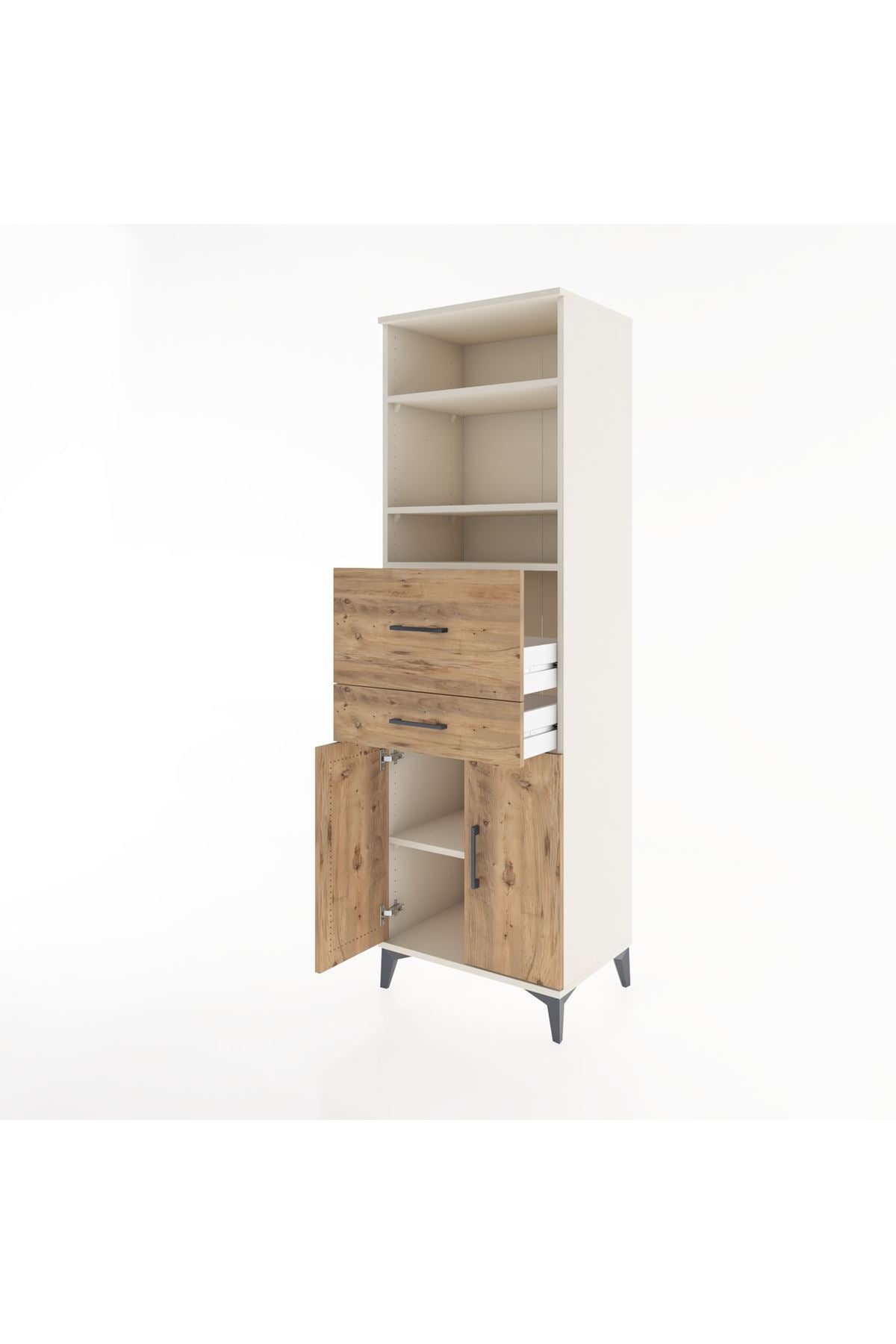 Hyperion Dolap 4 Raflı 2 Çekmeceli 2 Kapaklı 60x44x195 Aytaşı-Çam