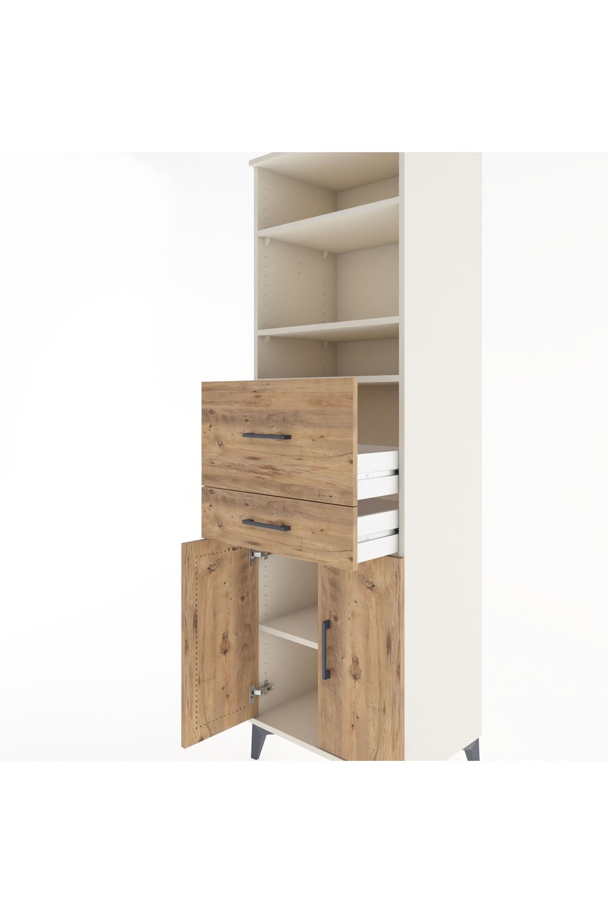 Hyperion Dolap 4 Raflı 2 Çekmeceli 2 Kapaklı 60x44x195 Aytaşı-Çam