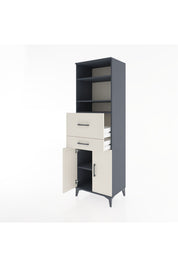 Hyperion Dolap 4 Raflı 2 Çekmeceli 2 Kapaklı 60x44x195 Antrasit-Aytaşı