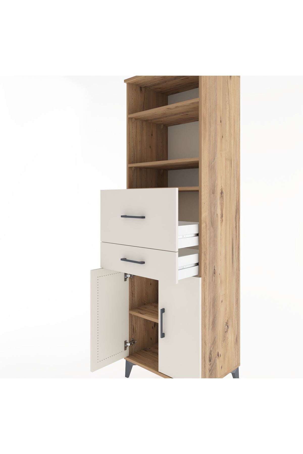 Hyperion Dolap 4 Raflı 2 Çekmeceli 2 Kapaklı 60x44x195 Çam-Aytaşı