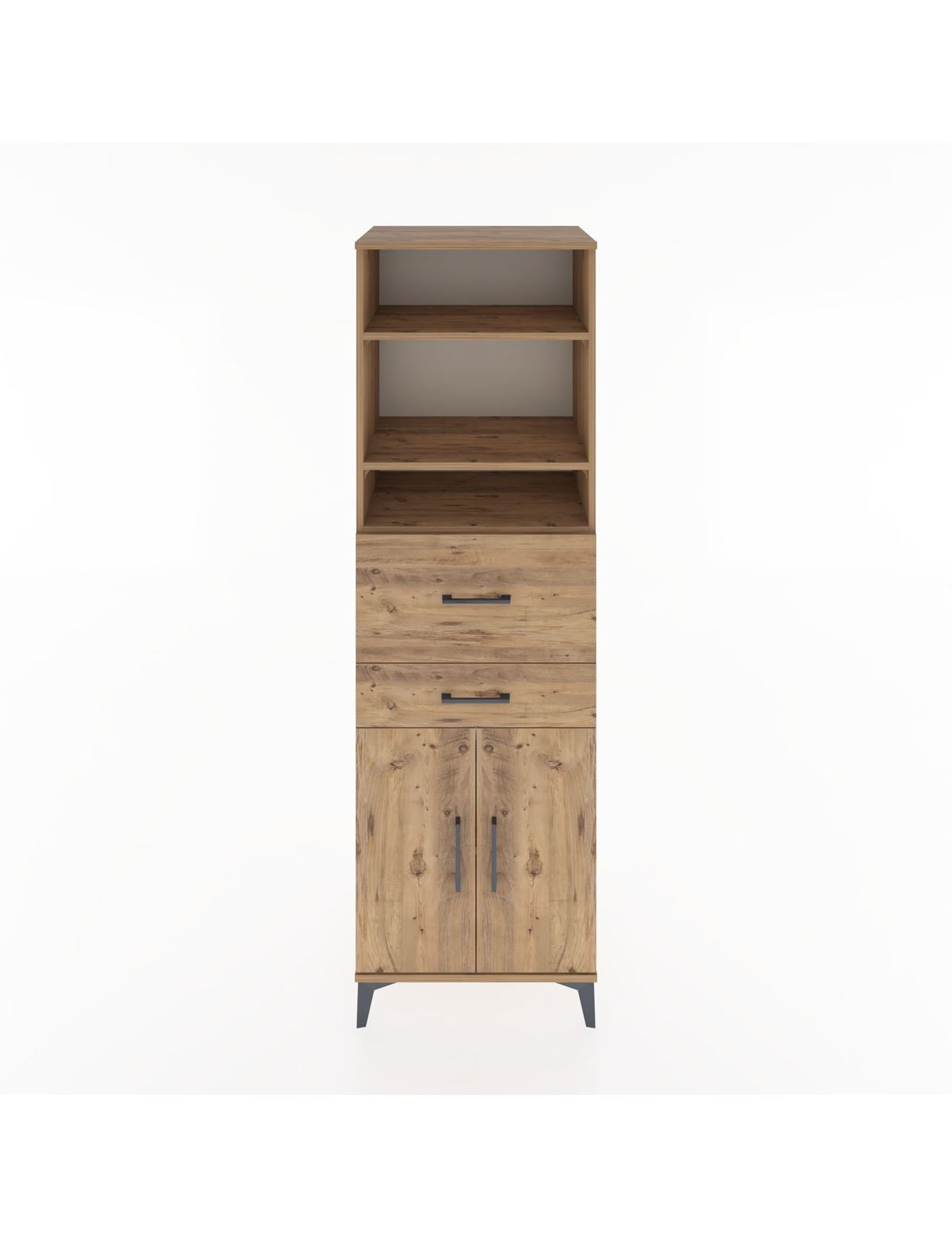 Hyperion Dolap 4 Raflı 2 Çekmeceli 2 Kapaklı 60x44x195 Çam-Çam