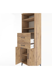 Hyperion Dolap 4 Raflı 2 Çekmeceli 2 Kapaklı 60x44x195 Çam-Çam