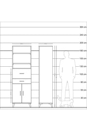 Hyperion Dolap 4 Raflı 2 Çekmeceli 2 Kapaklı 60x44x195 Çam-Çam