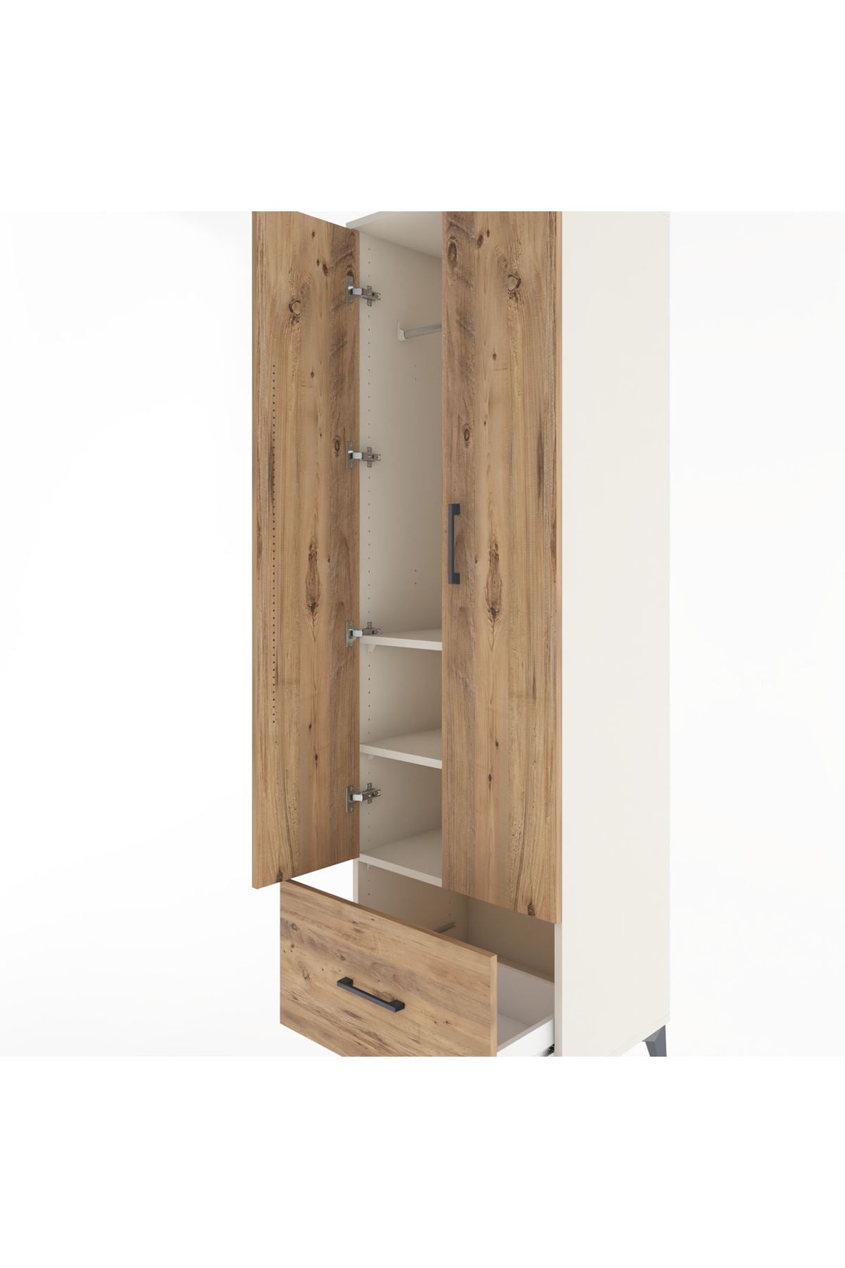 Hyperion Dolap 3 Raflı Tek Çekmeceli Tek Askılı 60x44x195 Aytaşı-Çam