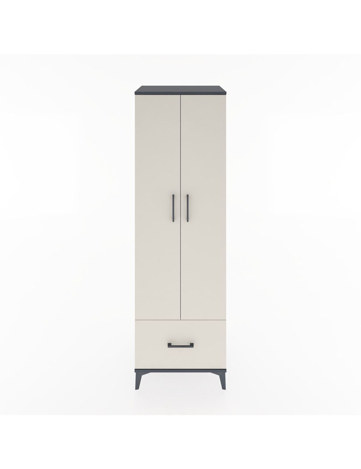 Hyperion Dolap 3 Raflı Tek Çekmeceli Tek Askılı 60x44x195 Antrasit-Aytaşı