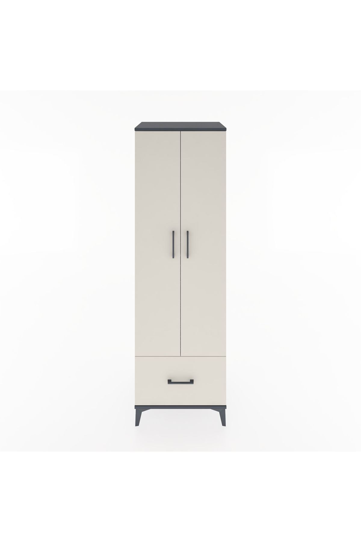 Hyperion Dolap 3 Raflı Tek Çekmeceli Tek Askılı 60x44x195 Antrasit-Aytaşı