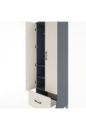 Hyperion Dolap 3 Raflı Tek Çekmeceli Tek Askılı 60x44x195 Antrasit-Aytaşı