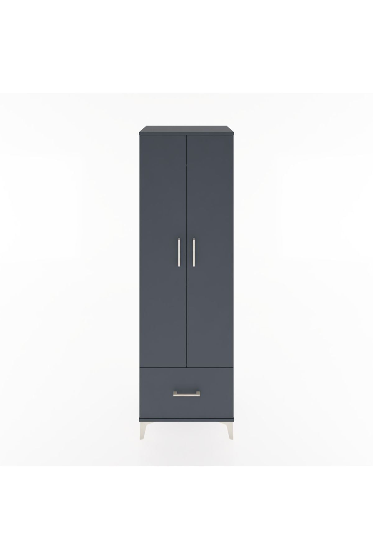 Hyperion Dolap 3 Raflı Tek Çekmeceli Tek Askılı 60x44x195 Antrasit-Antrasit