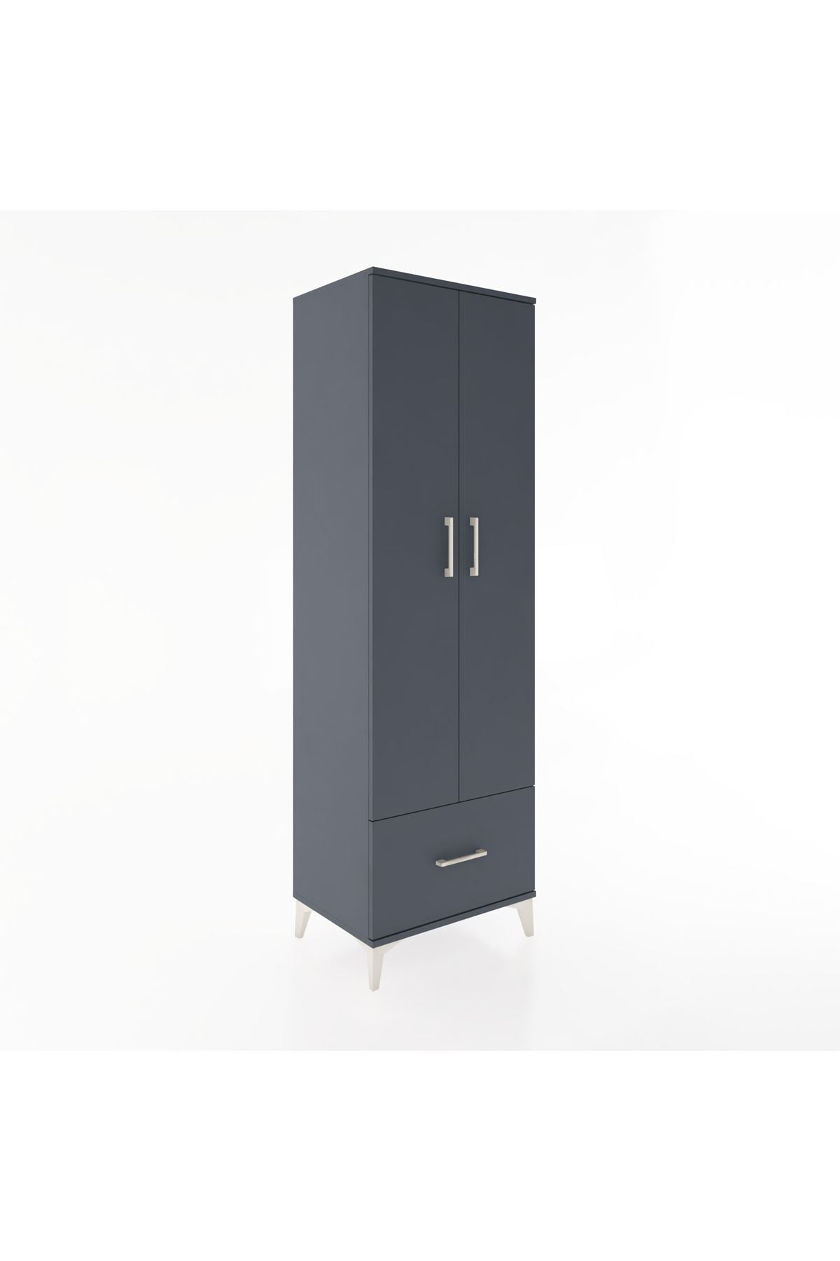 Hyperion Dolap 3 Raflı Tek Çekmeceli Tek Askılı 60x44x195 Antrasit-Antrasit