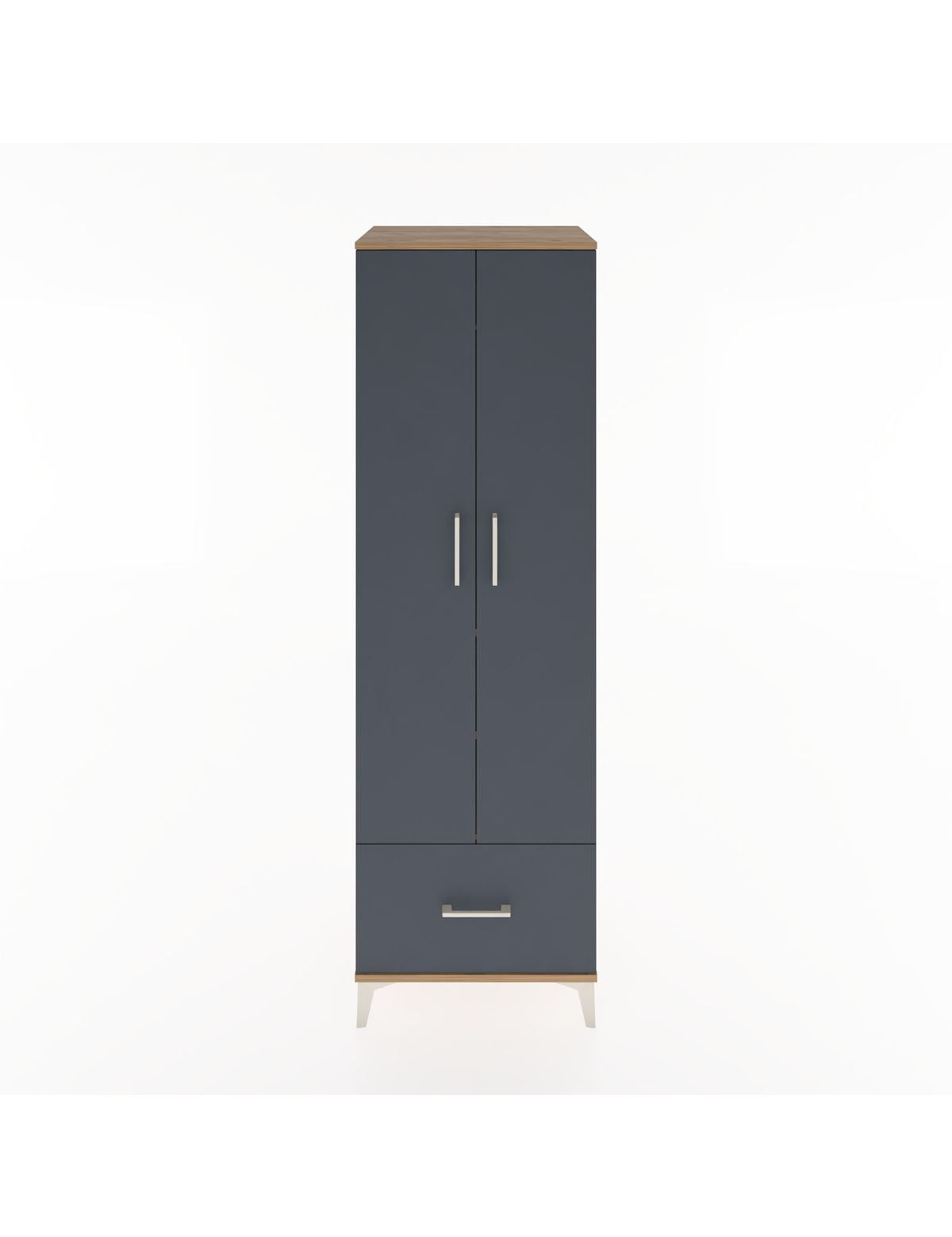 Hyperion Dolap 3 Raflı Tek Çekmeceli Tek Askılı 60x44x195 Çam-Antrasit