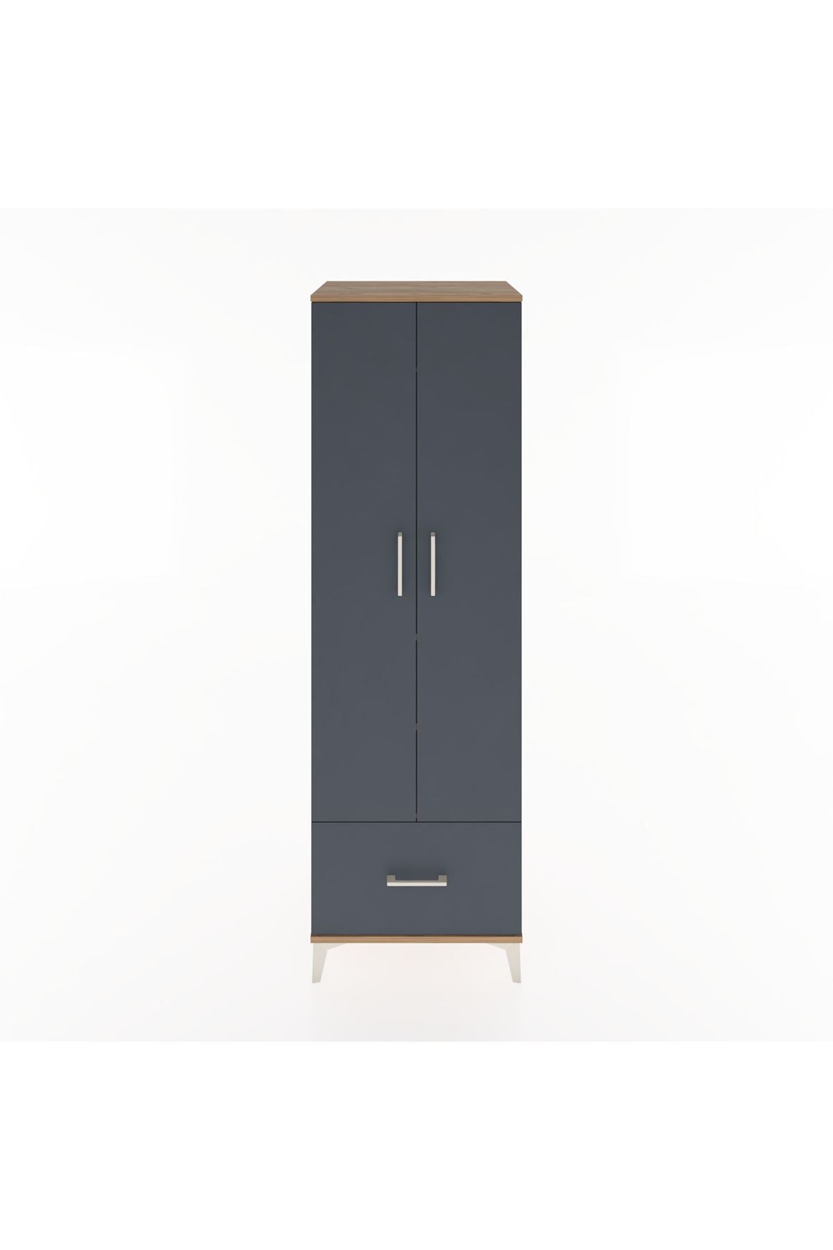 Hyperion Dolap 3 Raflı Tek Çekmeceli Tek Askılı 60x44x195 Çam-Antrasit