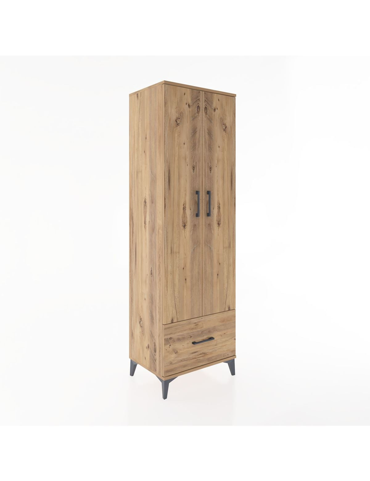 Hyperion Dolap 3 Raflı Tek Çekmeceli Tek Askılı 60x44x195 Çam-Çam
