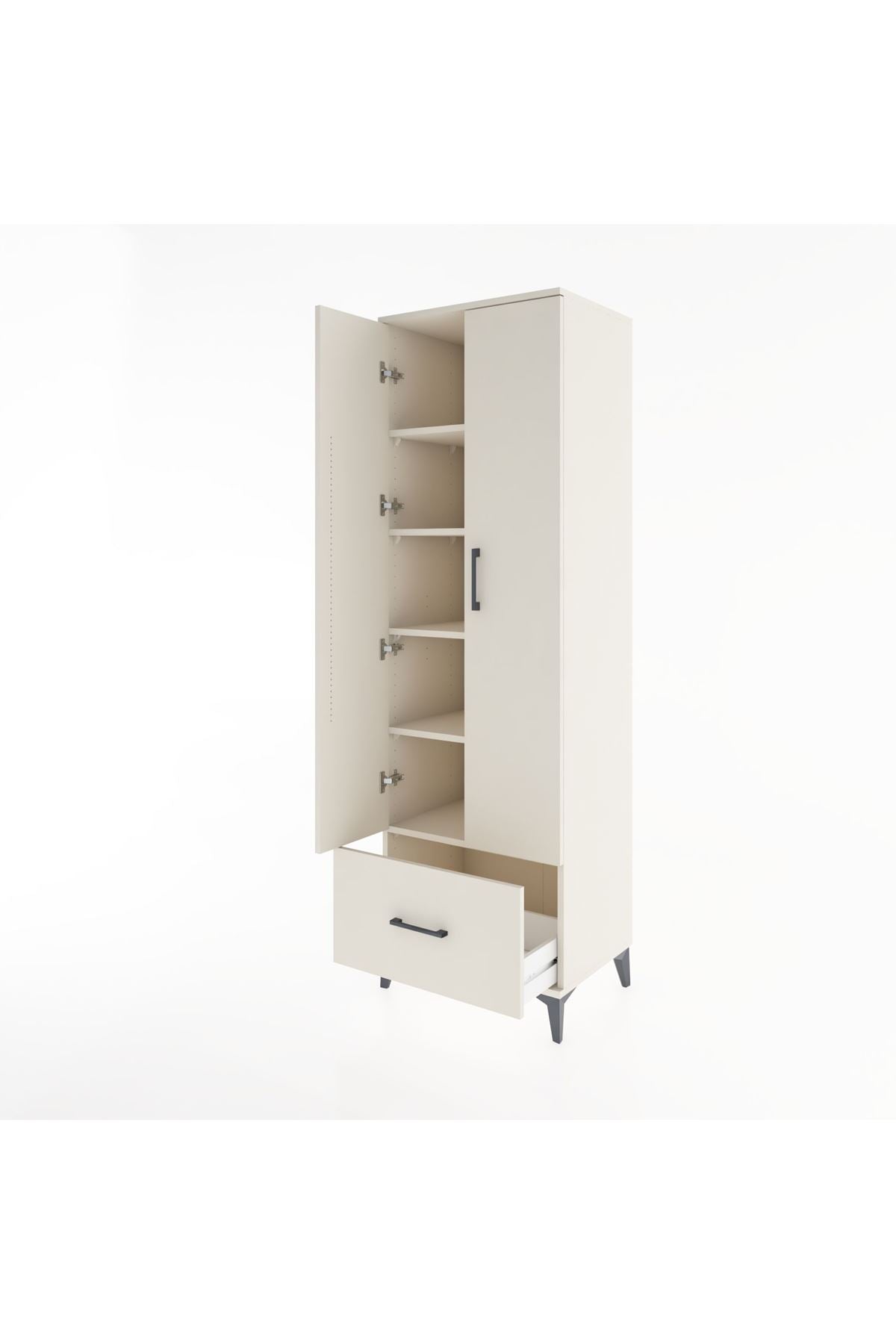 Hyperion Dolap 5 Raflı Tek Çekmeceli 2 Kapaklı 60x44x195 Aytaşı-Aytaşı