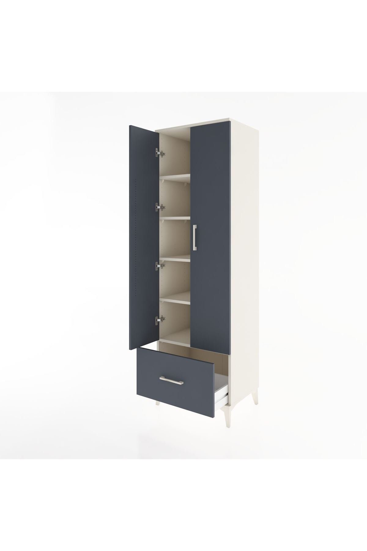 Hyperion Dolap 5 Raflı Tek Çekmeceli 2 Kapaklı 60x44x195 Aytaşı-Antrasit