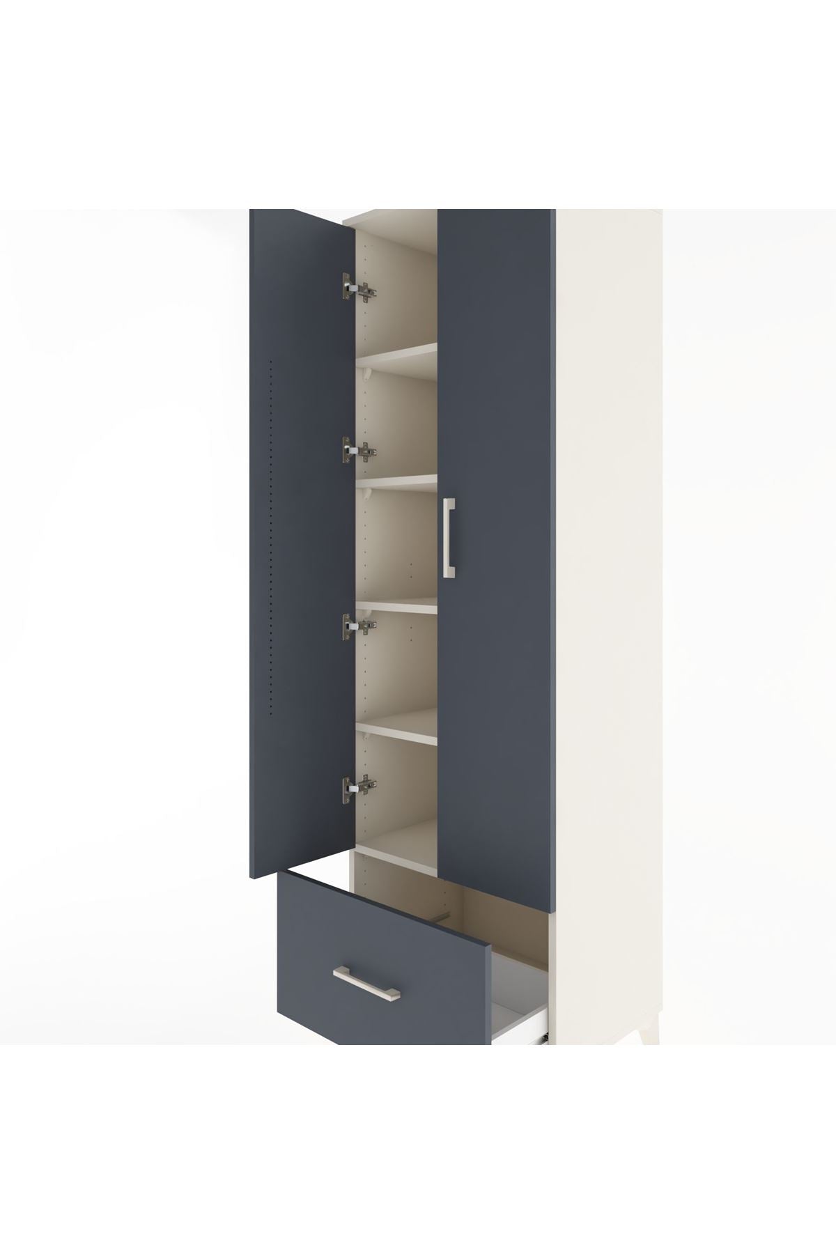 Hyperion Dolap 5 Raflı Tek Çekmeceli 2 Kapaklı 60x44x195 Aytaşı-Antrasit