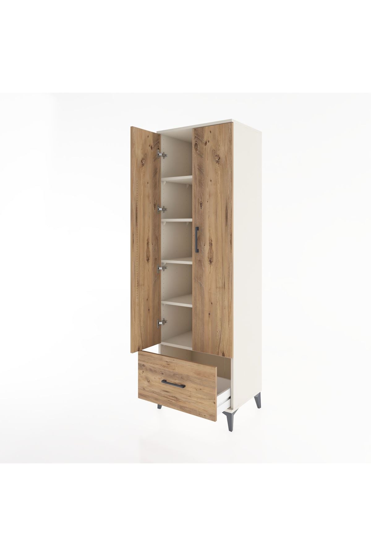 Hyperion Dolap 5 Raflı Tek Çekmeceli 2 Kapaklı 60x44x195 Aytaşı-Çam