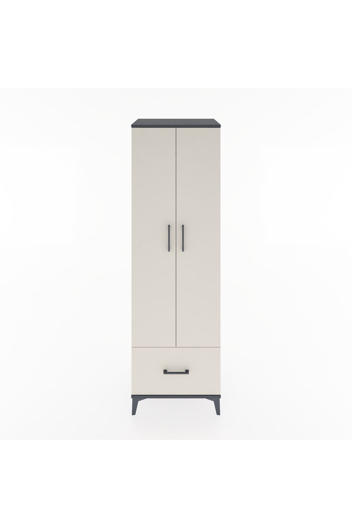 Hyperion Dolap 5 Raflı Tek Çekmeceli 2 Kapaklı 60x44x195 Antrasit-Aytaşı