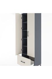 Hyperion Dolap 5 Raflı Tek Çekmeceli 2 Kapaklı 60x44x195 Antrasit-Aytaşı