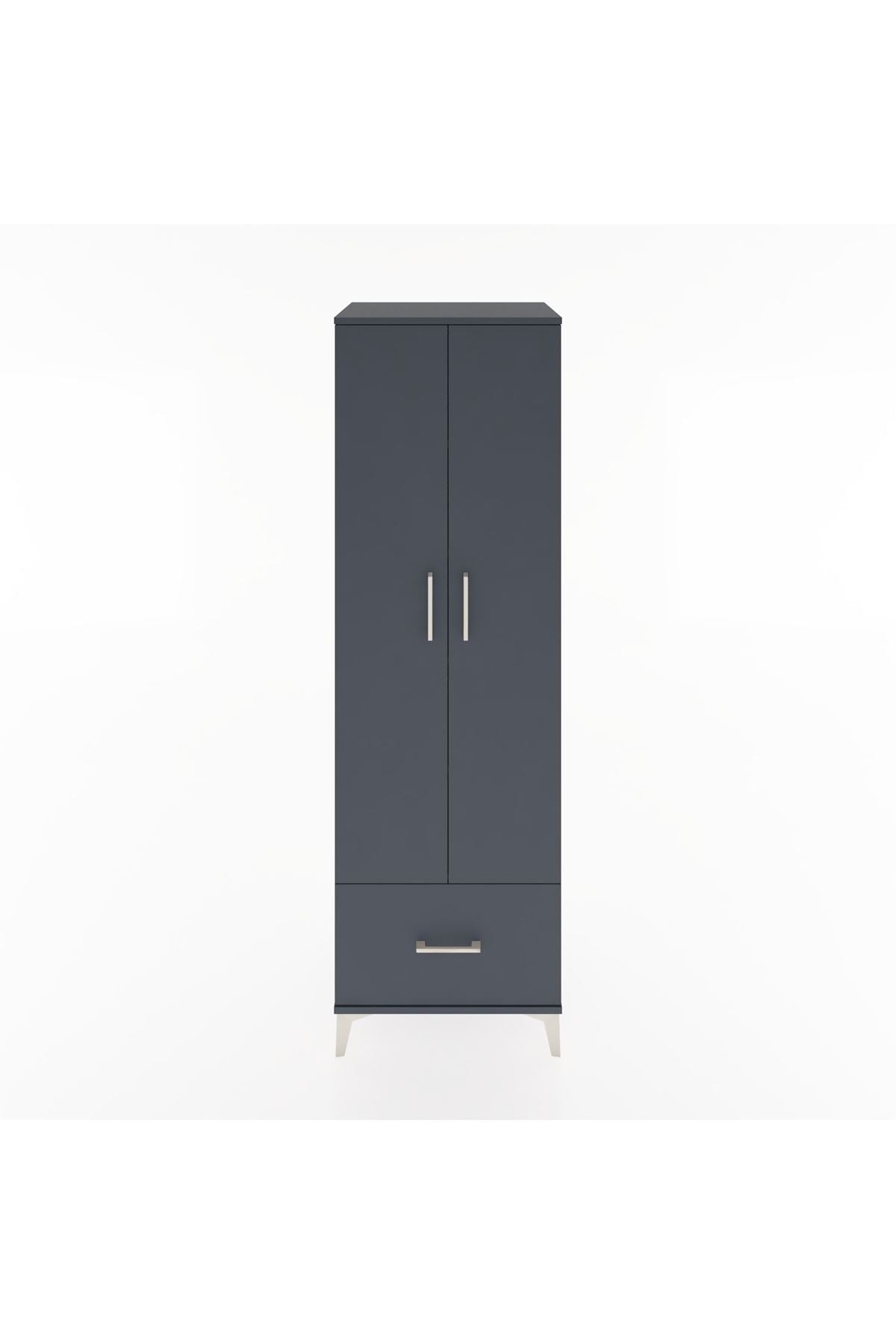 Hyperion Dolap 5 Raflı Tek Çekmeceli 2 Kapaklı 60x44x195 Antrasit-Antrasit