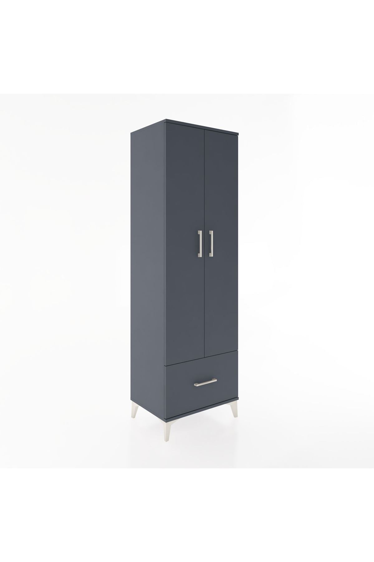 Hyperion Dolap 5 Raflı Tek Çekmeceli 2 Kapaklı 60x44x195 Antrasit-Antrasit