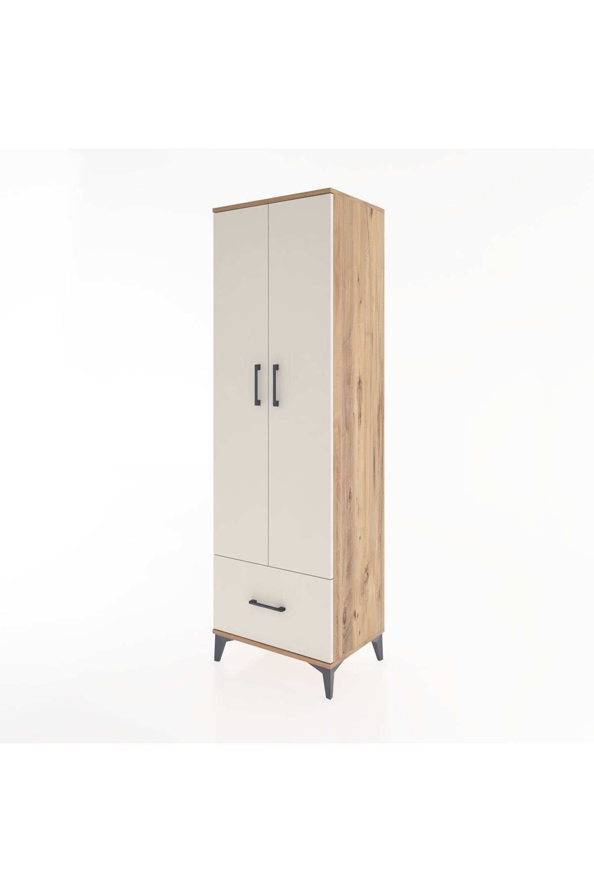 Hyperion Dolap 5 Raflı Tek Çekmeceli 2 Kapaklı 60x44x195 Çam-Aytaşı