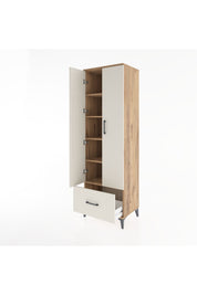 Hyperion Dolap 5 Raflı Tek Çekmeceli 2 Kapaklı 60x44x195 Çam-Aytaşı