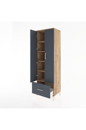 Hyperion Dolap 5 Raflı Tek Çekmeceli 2 Kapaklı 60x44x195 Çam-Antrasit