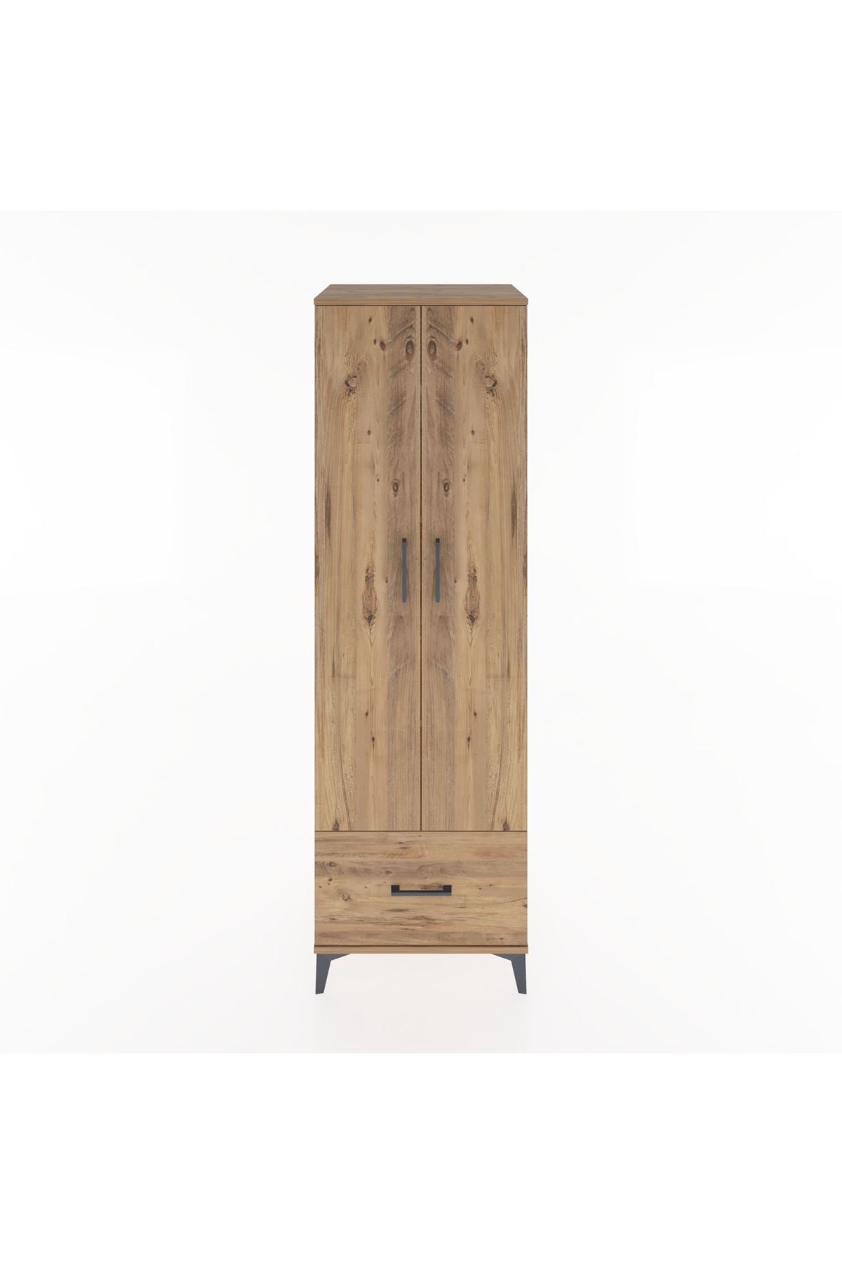 Hyperion Dolap 5 Raflı Tek Çekmeceli 2 Kapaklı 60x44x195 Çam-Çam