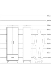 Hyperion Dolap 5 Raflı Tek Çekmeceli 2 Kapaklı 60x44x195 Çam-Çam