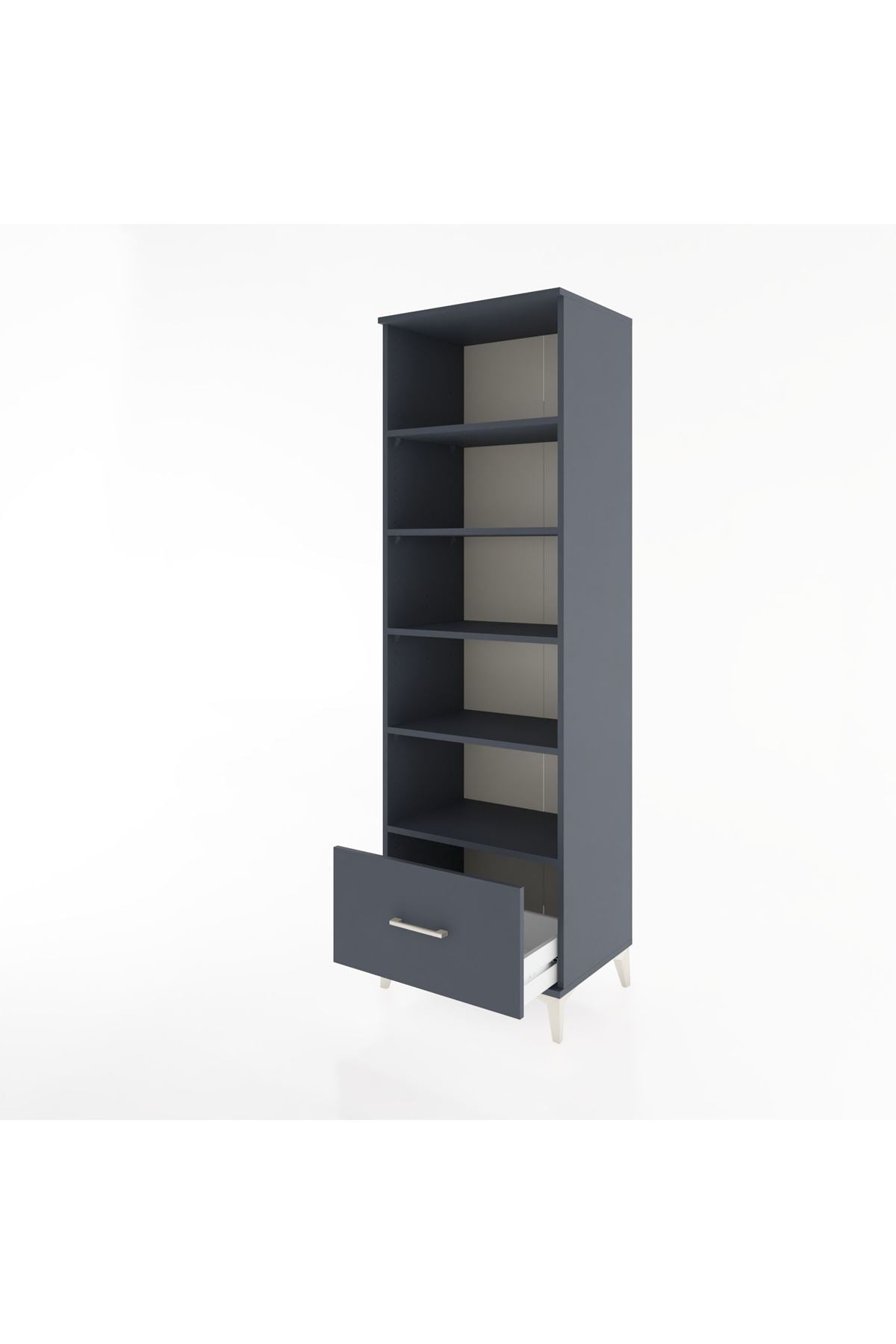 Hyperion Dolap 5 Raflı Tek Çekmeceli 60x44x195 Antrasit-Antrasit