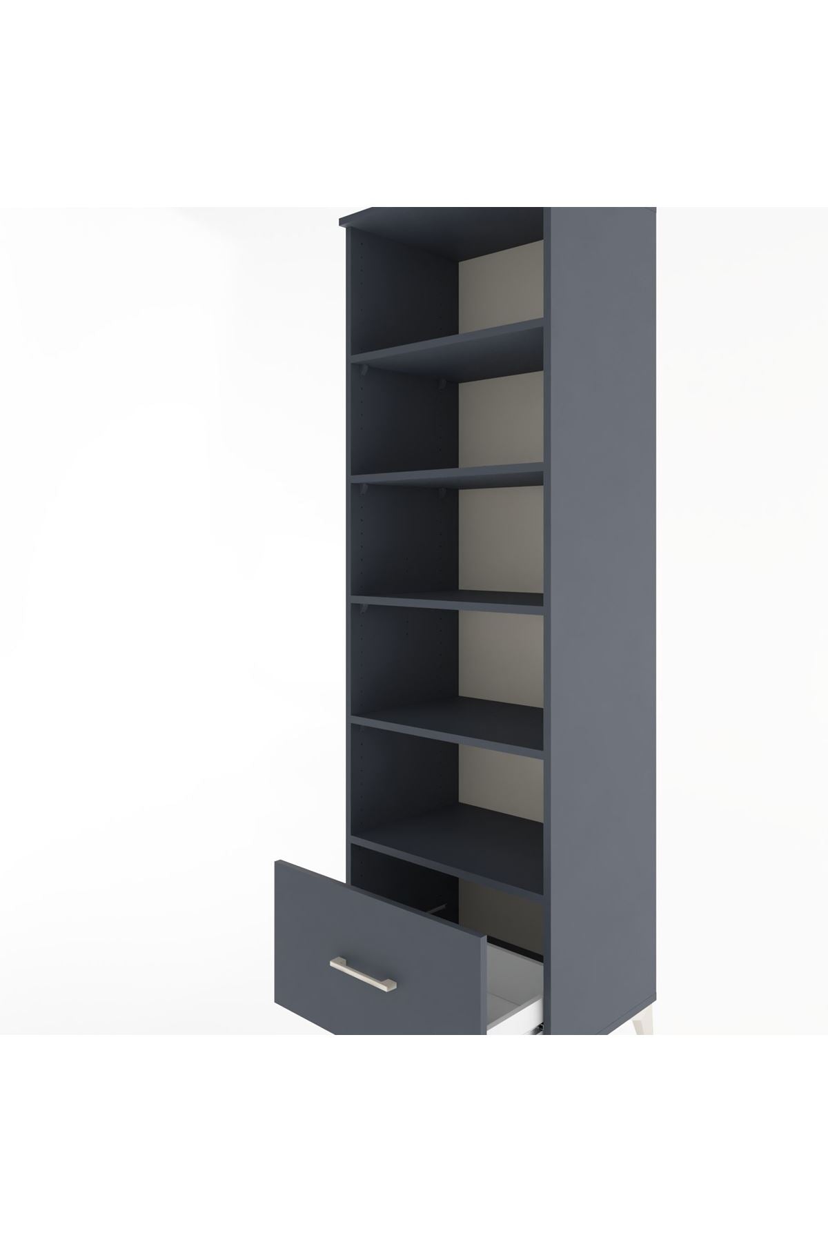 Hyperion Dolap 5 Raflı Tek Çekmeceli 60x44x195 Antrasit-Antrasit