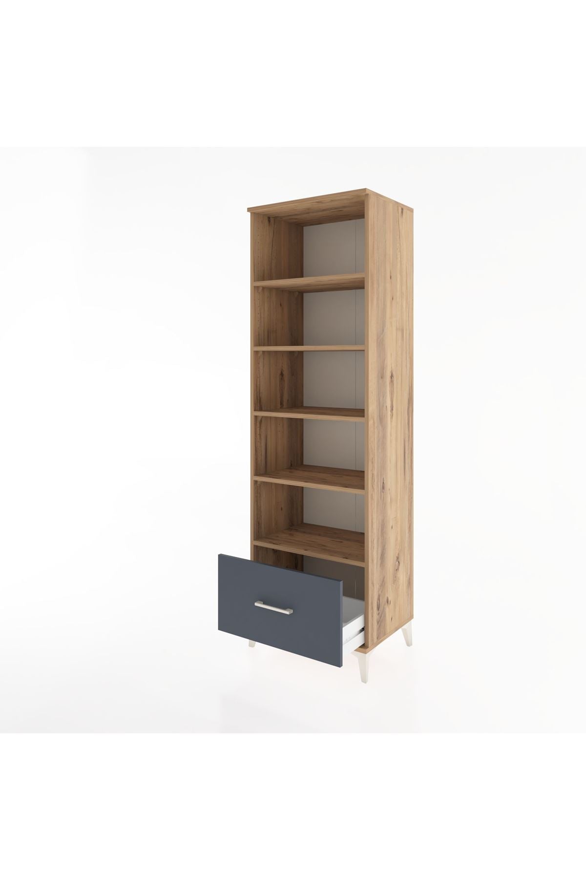 Hyperion Dolap 5 Raflı Tek Çekmeceli 60x44x195 Çam-Antrasit