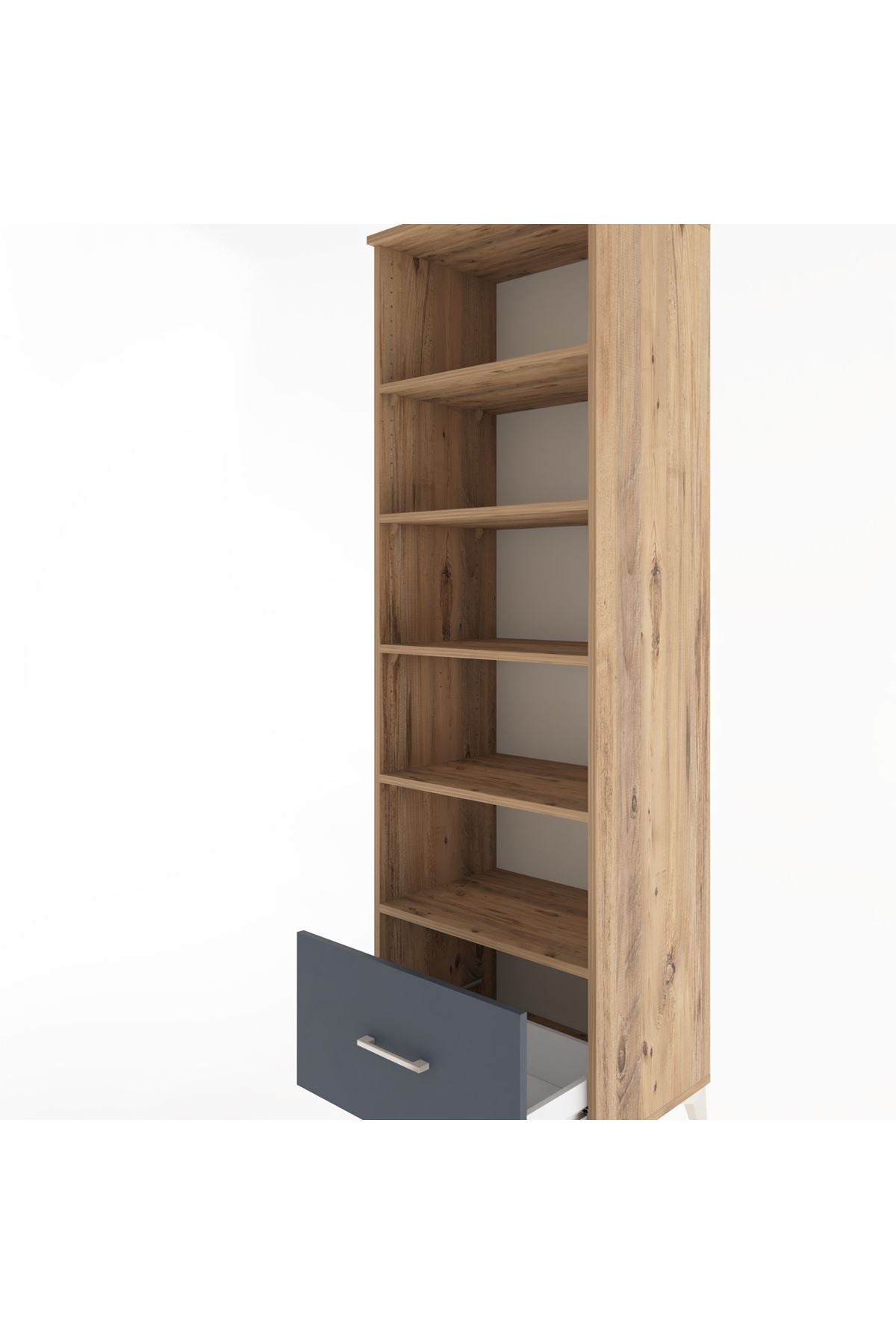 Hyperion Dolap 5 Raflı Tek Çekmeceli 60x44x195 Çam-Antrasit