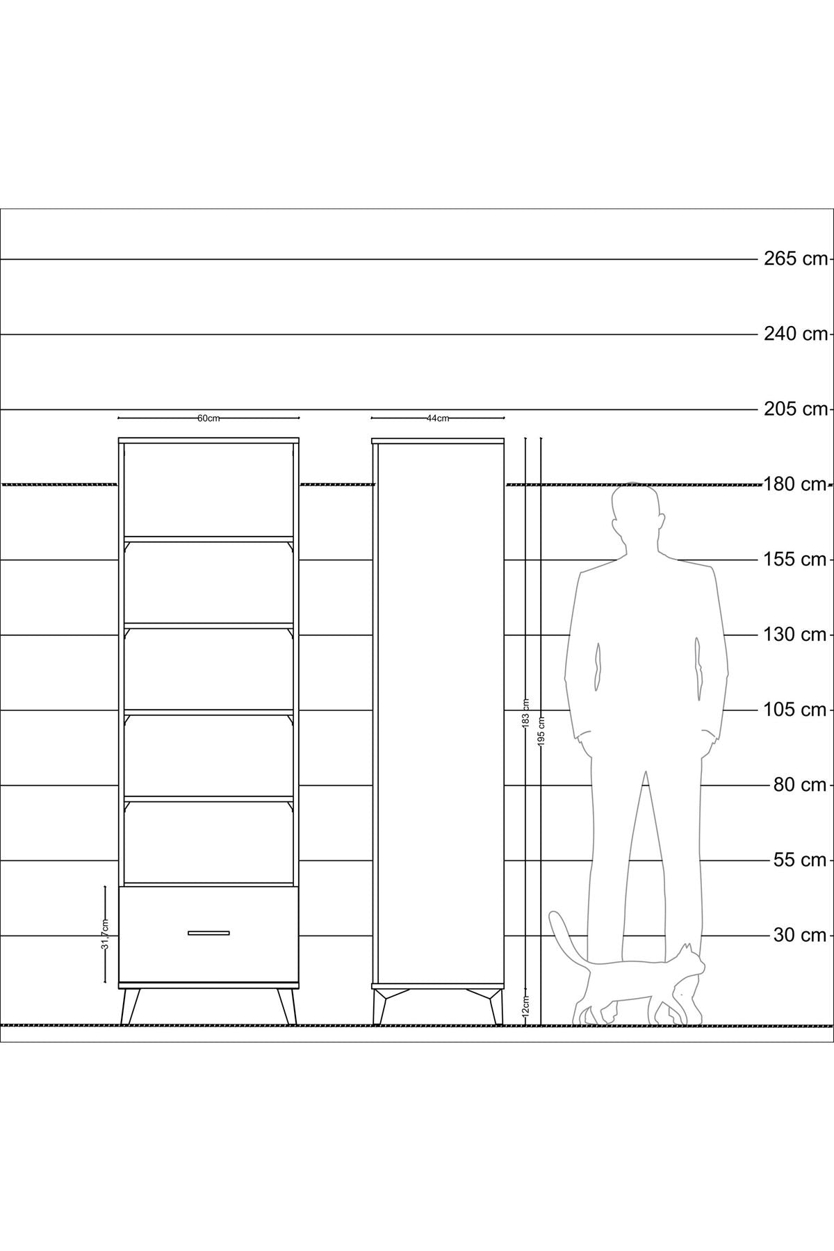 Hyperion Dolap 5 Raflı Tek Çekmeceli 60x44x195 Çam-Çam