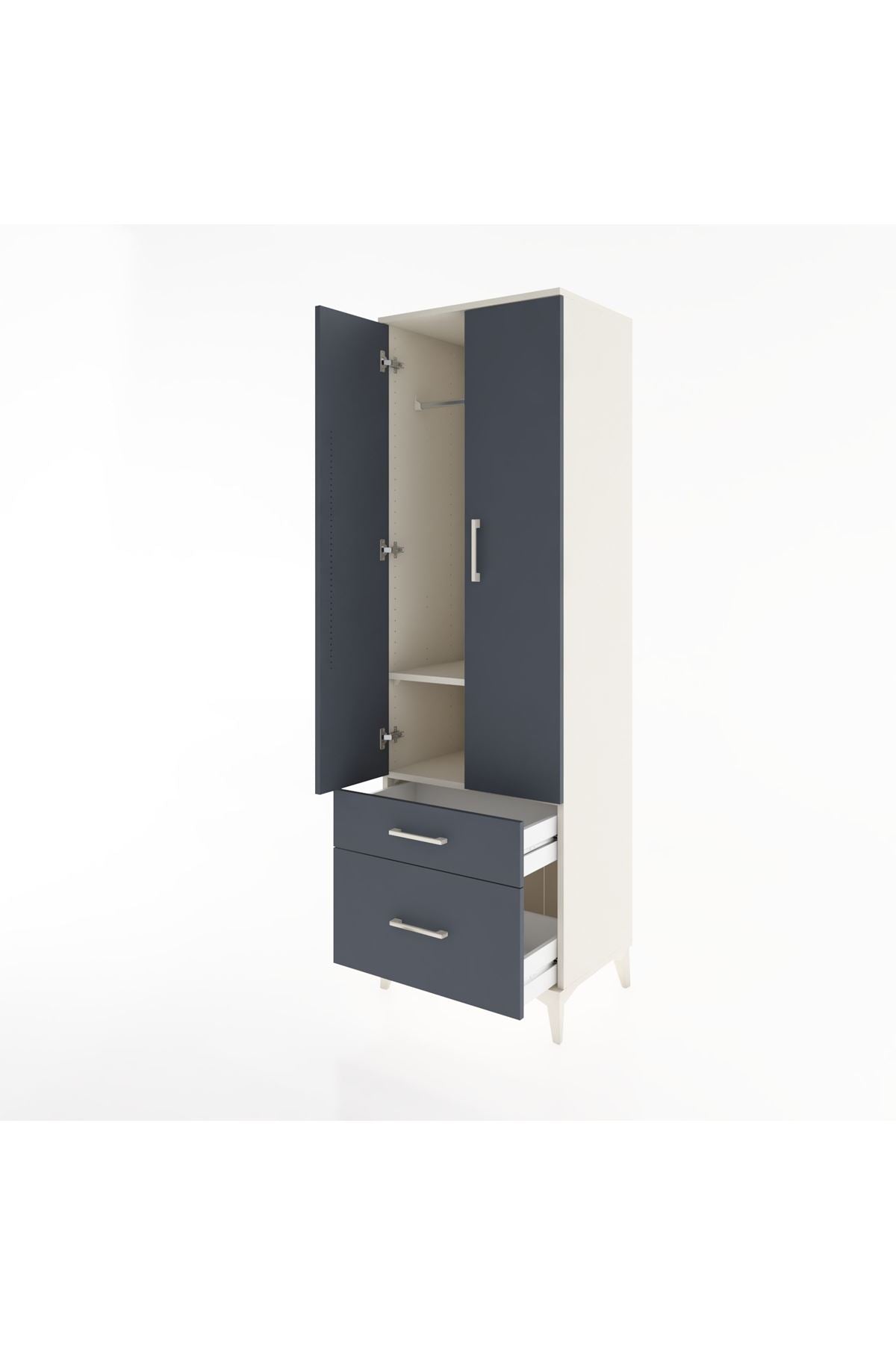 Hyperion Dolap 2 Raflı 2 Çekmeceli Tek Askılı 60x44x195 Aytaşı-Antrasit